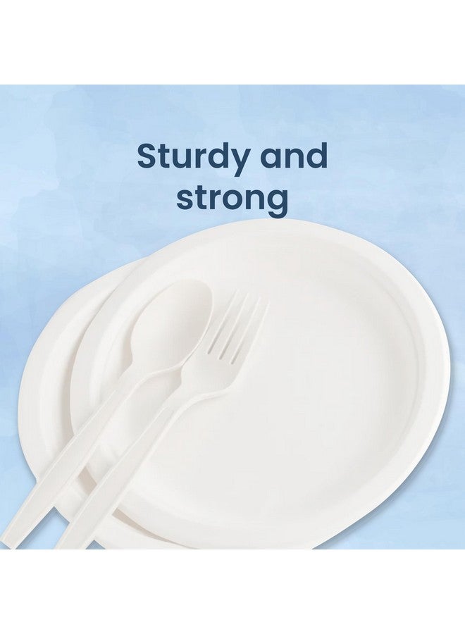 Origami 9 Inches Round Disposable Bagasse Thick Paper Plates | Eco Friendly & Biodegradable Sugarcane Paper Plates | Perfect for Parties, Picnics & Festive Occasions - Pack of 100 Pcs - Image 5