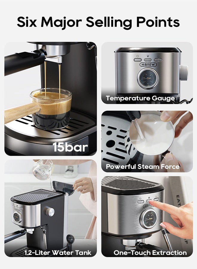 HiBREW Espresso Coffee machine Cafetera Semi Automatic Coffee Maker  Visual Temperatura H5A - Image 3
