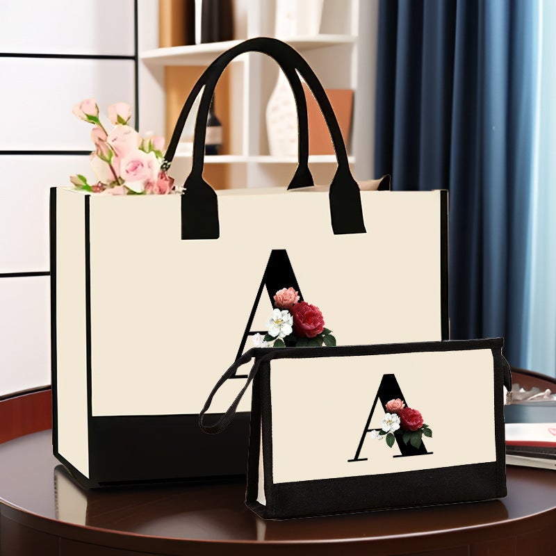 Selling Canvas Shoulder Bag Cosmetic Case Bag Contrast Printed Portable Zipper Clutch Bag Storage Case - Image 2