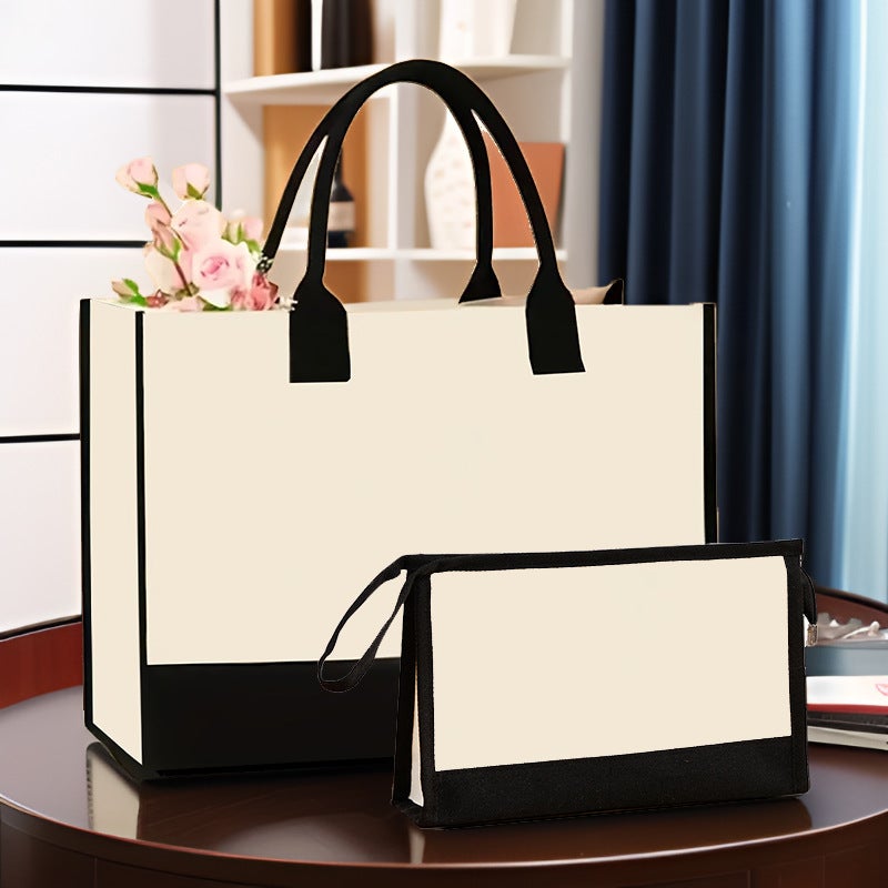Selling Canvas Shoulder Bag Cosmetic Case Bag Contrast Printed Portable Zipper Clutch Bag Storage Case - Image 3