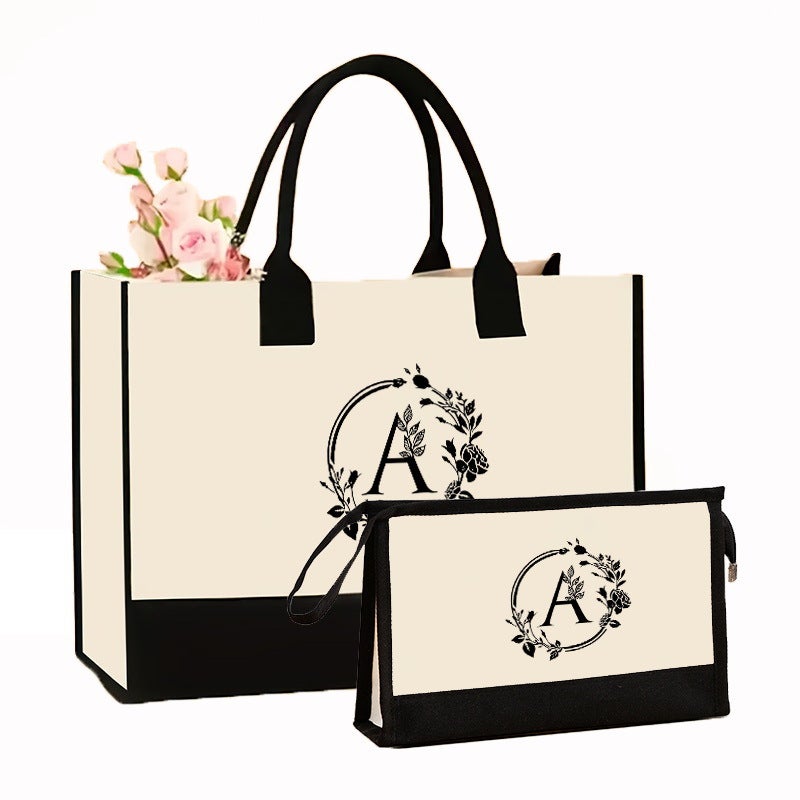 Selling Canvas Shoulder Bag Cosmetic Case Bag Contrast Printed Portable Zipper Clutch Bag Storage Case - Image 5