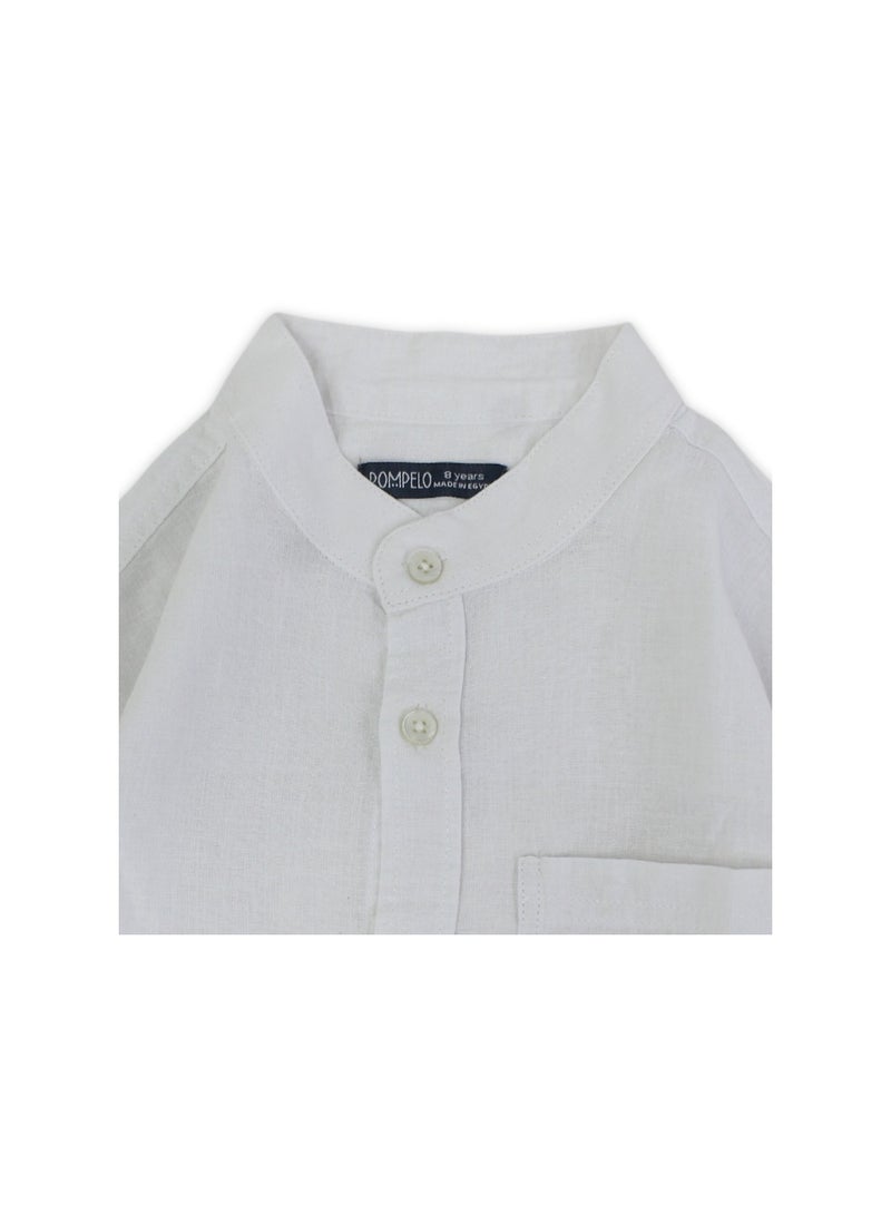 Pompelo Boys Cotton Long-Sleeved Shirt - White - Image 3