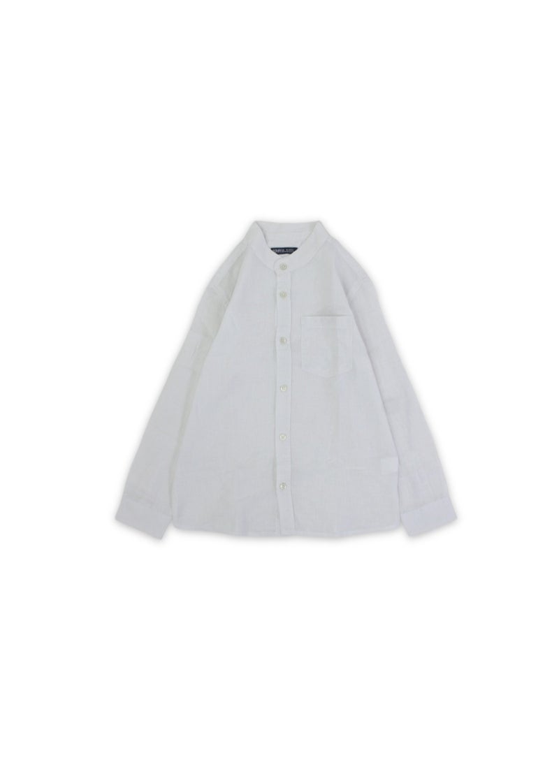 Pompelo Boys Cotton Long-Sleeved Shirt - White - Image 1