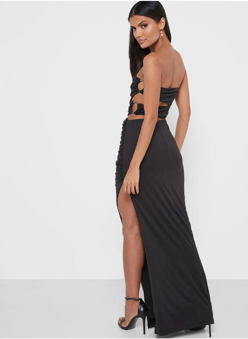 Yaura Zaya Side Slit Bandeau Dress