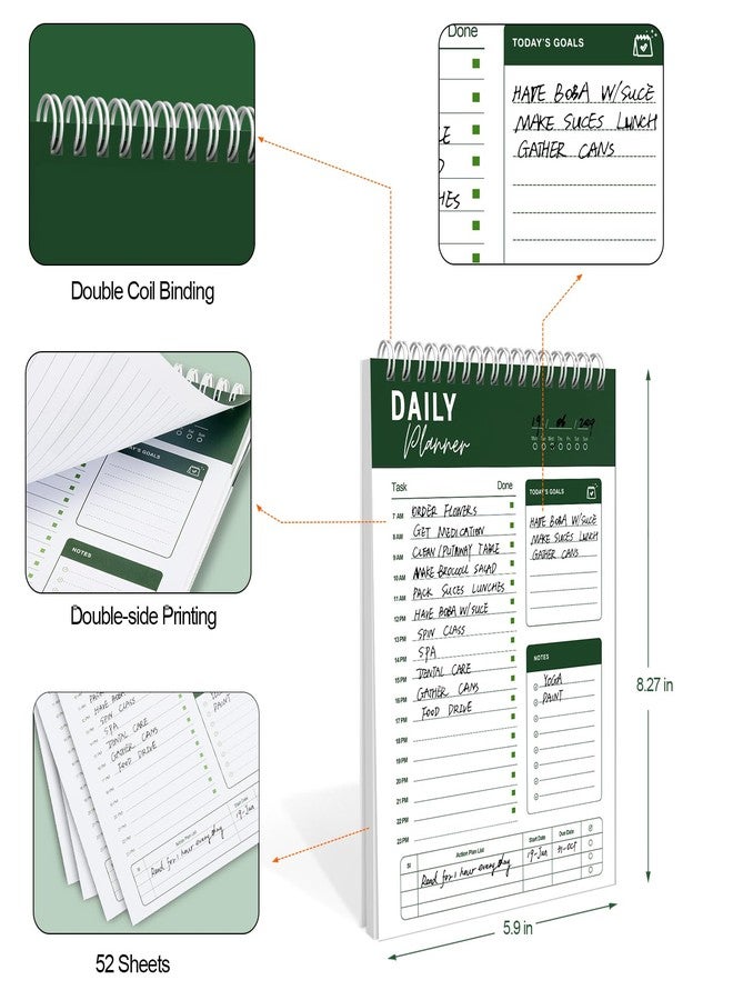 CHARMGIFTBOX To Do List Notebook Daily Planner A5 CheckList Pad 52 Sheets, 5.9" x 8.2" Daily Schedule Goal and Tasks Setting Notepad Productivity Planner, Everyday Planner, A5-DG - Image 4