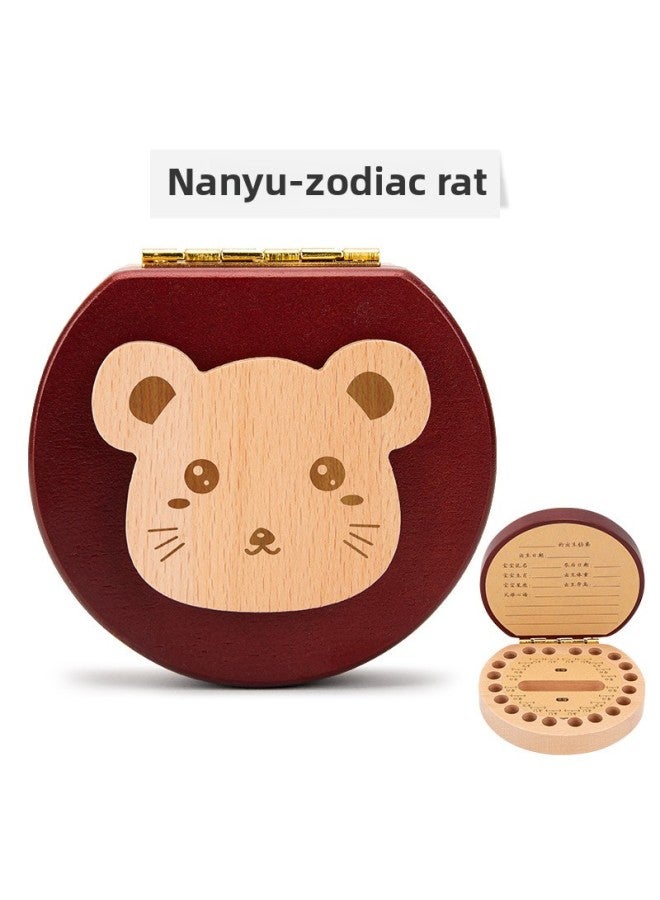 Baby Teeth Memorial Box Girl Boy Children's Clothing Tooth Collection Storage Box Tooth Loss And Tooth Change Storage Box Wooden Toy-Color:Nanyu Double Color-Mouse-TL  - Image 1