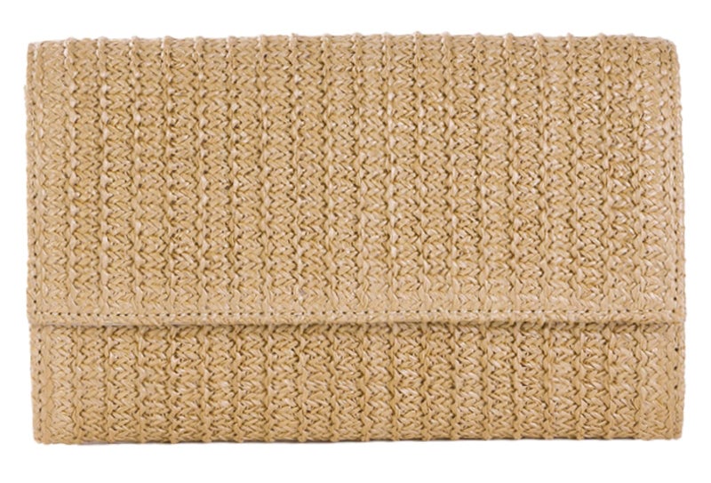Tellrain Natural Straw Flat Clutch Women 2026 Boho Purse Top Handle Crossbody Handbag Stylish Woven Envelope Wallet Evening - Image 1