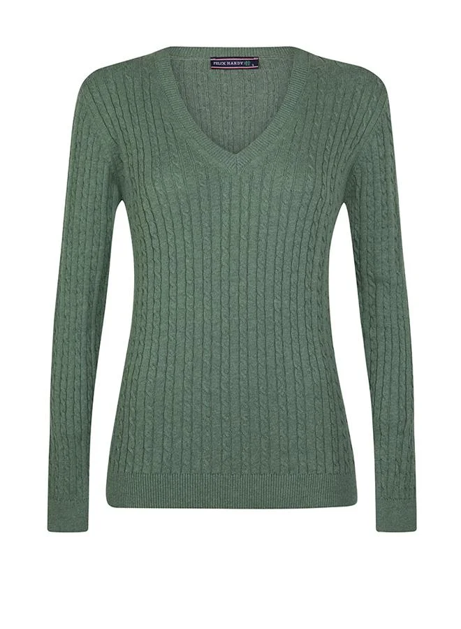 فيليكس هاردي V-Neck Cable Knit Pullover