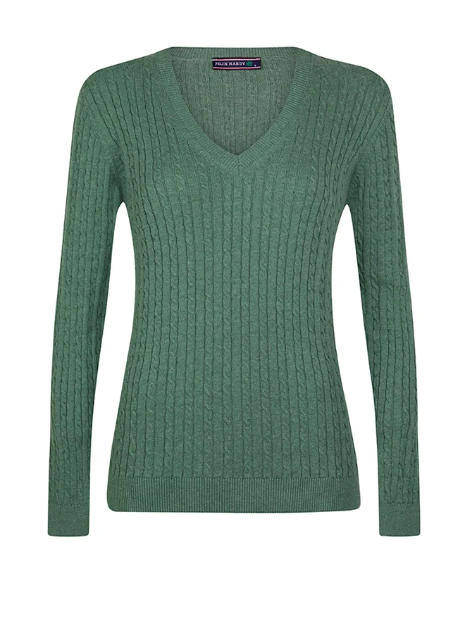FELIX HARDY V-Neck Cable Knit Pullover