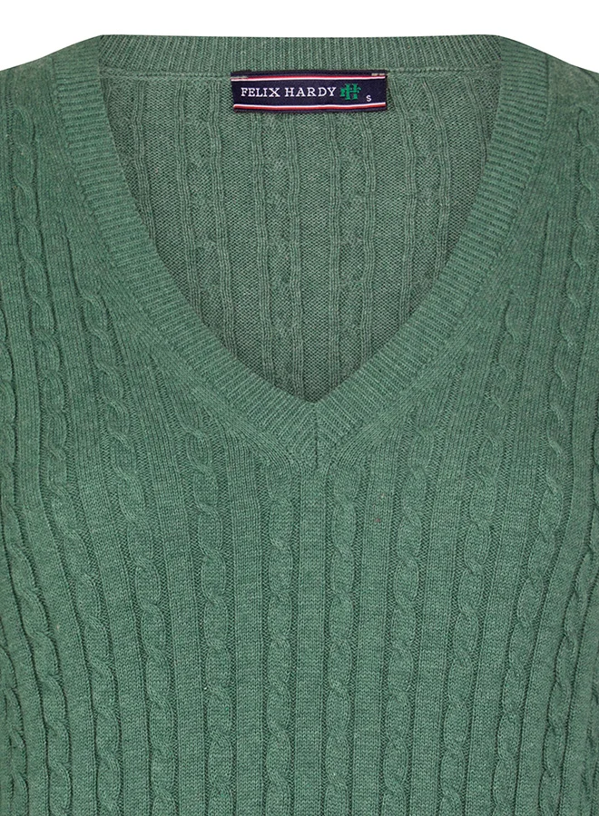 FELIX HARDY V-Neck Cable Knit Pullover