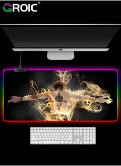 GROIC RGB Gaming Mouse Pad, Large Non Slip Led Mouse Pad Gamer Desk Mousepadwith Stitched, Black Long Glowing Computer Keyboard Desk Mat for Gamer Mousepad  - Image 1