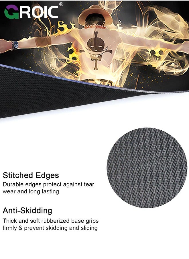 GROIC - RGB Gaming Mouse Pad, Large Non Slip Led Mouse Pad Gamer Desk Mousepadwith Stitched, Black Long Glowing Computer Keyboard Desk Mat for Gamer Mousepad - Image 1