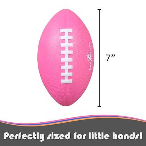 LMC Products Foam Football 725 Kids Footballs Soft Small Balls for Kids Toddler Mini Football 3 Pack Pink Orange Blue - Image 5