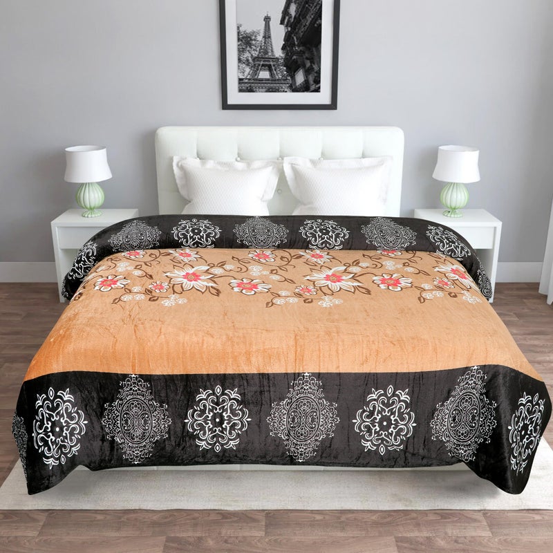 RD TREND® Warm Reversible Quilt Cover Double Bed with Zipper, Duvet Cover Double Bed Soft Flannel (90x100) Inches. (Floral-Brown) - Image 4