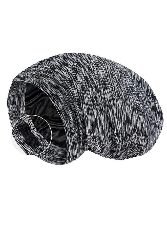 LULUSILK Mulberry Silk Lined Sleep Cap No More Frizzy Tangled Hair Stay On Silk Hair Wrap For Sleeping With Adjustable Strap Silk Bonnet For Women And Men Assorted Color Dark Grey Pack Of 1 - Image 1