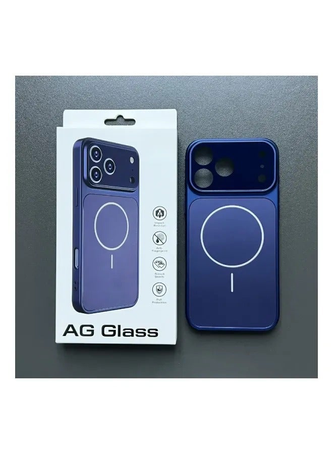 New AG Matte Glass MagSafe Magnetic Phone Case For iPhone, Large View Window Shockproof Hard PC Frame Protective Cover, Anti-Fingerprint Smooth Tempered Glass Back Shell - Image 1