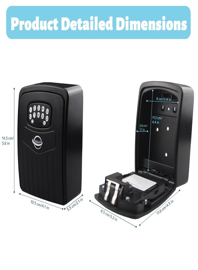 SISAV Smart Bluetooth Key Lock Box,Remote Access via App/Code,Resettable 6-Digit Combination,Large Capacity for 5 Keys,Wall-Mounted,No WiFi Needed,Black - Image 2