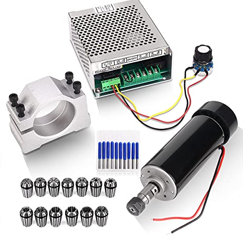 MYSWEETY CNC Spindle, MYSWEETY 500W Air Cooled 0.5kw Milling Motor and Spindle Speed Power Converter and 52mm Clamp and 13pcs ER11 Collet for DIY Engraving - Image 1