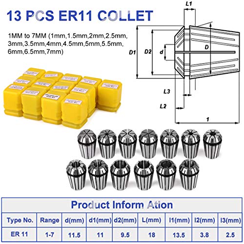 MYSWEETY CNC Spindle, MYSWEETY 500W Air Cooled 0.5kw Milling Motor and Spindle Speed Power Converter and 52mm Clamp and 13pcs ER11 Collet for DIY Engraving - Image 5