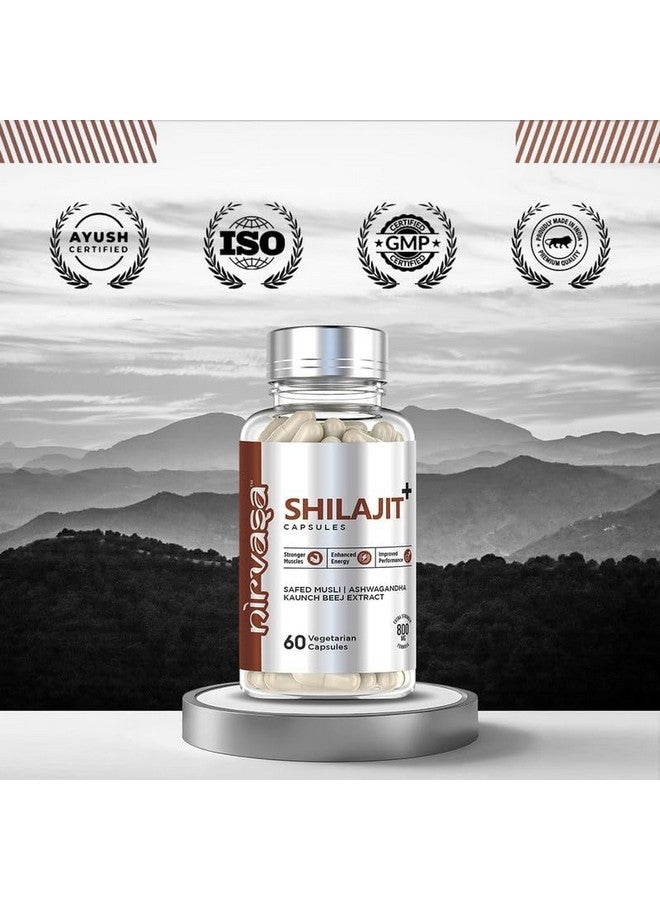 Nirvasa Pure Shilajit Capsules | With Safed Musli, Ashwagandha & Kaunch Beej | Ayurvedic Capsules for Energy & Vitality | Shilajit Supplement for Men | Strength & Stamina Booster | 60 Capsules | 800mg - Image 4