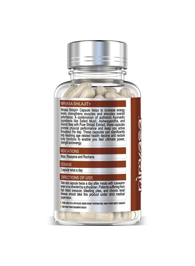 Nirvasa Pure Shilajit Capsules | With Safed Musli, Ashwagandha & Kaunch Beej | Ayurvedic Capsules for Energy & Vitality | Shilajit Supplement for Men | Strength & Stamina Booster | 60 Capsules | 800mg - Image 3