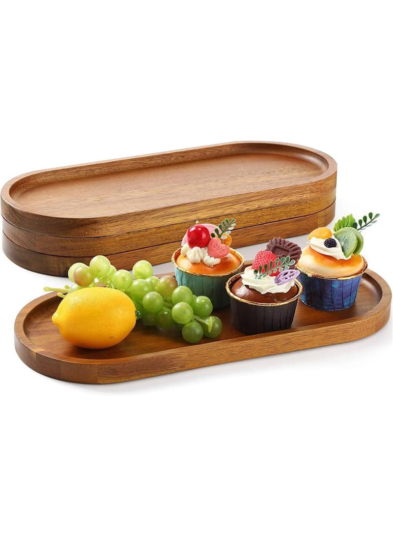 SILADEFU 4pcs Wooden Serving Trays Set - Oval Platters for Charcuterie, Cheese, Desserts, Snacks, Bread, Fruit, Appetizers - Rustic Wood Serving Boards - Image 1