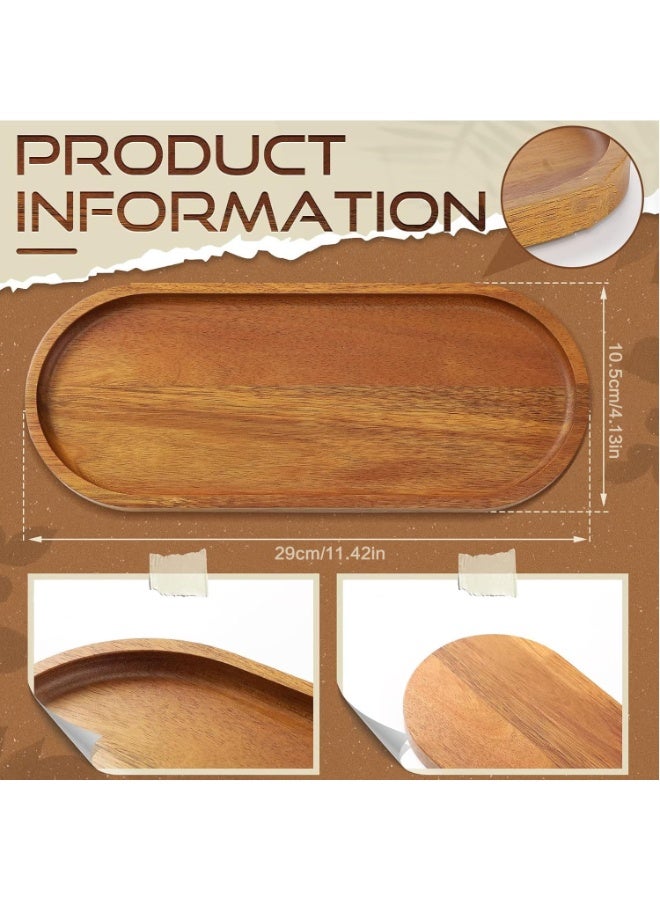 SILADEFU 4pcs Wooden Serving Trays Set - Oval Platters for Charcuterie, Cheese, Desserts, Snacks, Bread, Fruit, Appetizers - Rustic Wood Serving Boards - Image 3