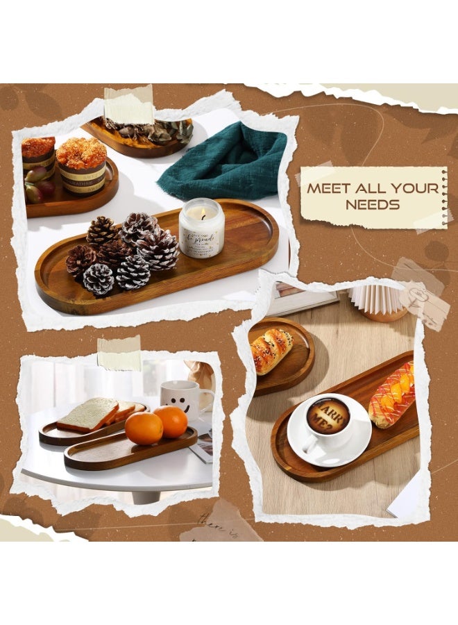 SILADEFU 4pcs Wooden Serving Trays Set - Oval Platters for Charcuterie, Cheese, Desserts, Snacks, Bread, Fruit, Appetizers - Rustic Wood Serving Boards - Image 4