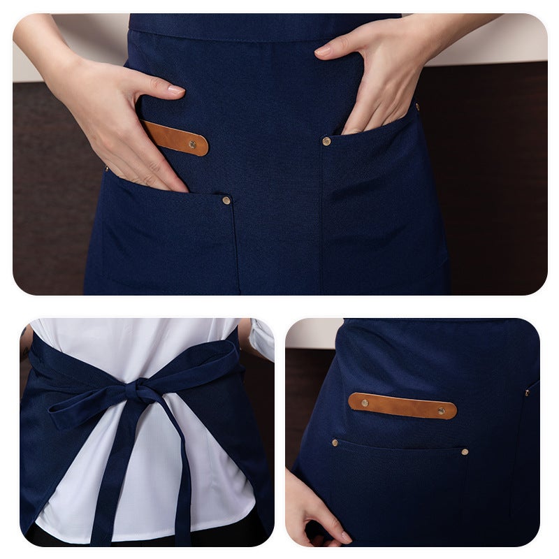 Waterproof Canvas Short Small Apron Catering Waiter Women'S Apron Milk Tea El Chef Half Half Body Apron - Image 5