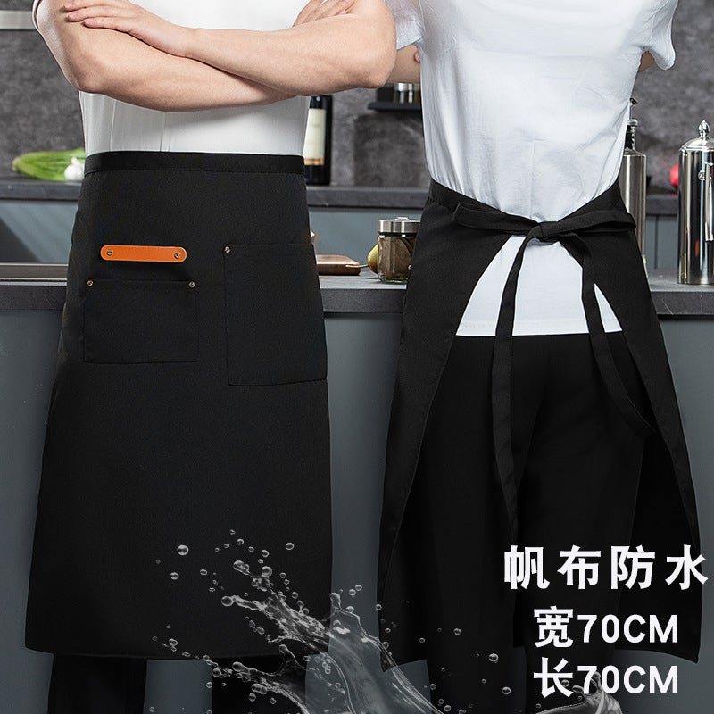 Waterproof Canvas Short Small Apron Catering Waiter Women'S Apron Milk Tea El Chef Half Half Body Apron - Image 1