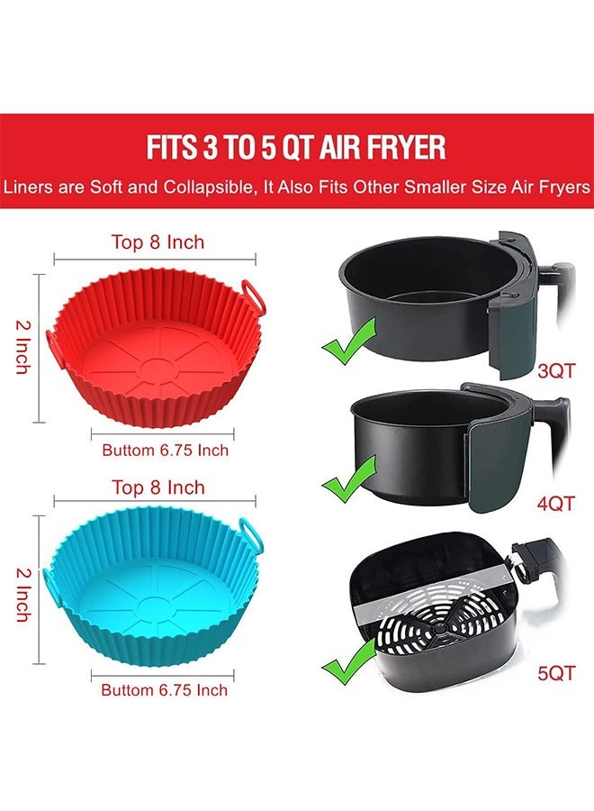 2 Pack Air Fryer Silicone Liners Pot for 3 to 5 QT, BPA-Free, Food Grade Airfryer Basket Bowl, Replacement of Flammable Parchment Paper, Reusable Bakeware Pans Oven Accessories(Top 8in, Bottom 6.75in) - Image 2