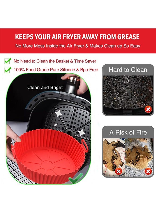 2 Pack Air Fryer Silicone Liners Pot for 3 to 5 QT, BPA-Free, Food Grade Airfryer Basket Bowl, Replacement of Flammable Parchment Paper, Reusable Bakeware Pans Oven Accessories(Top 8in, Bottom 6.75in) - Image 3