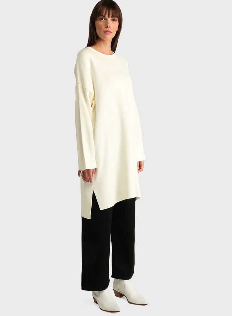 Benin by modanisa Round Neck Knitted Tunics Top