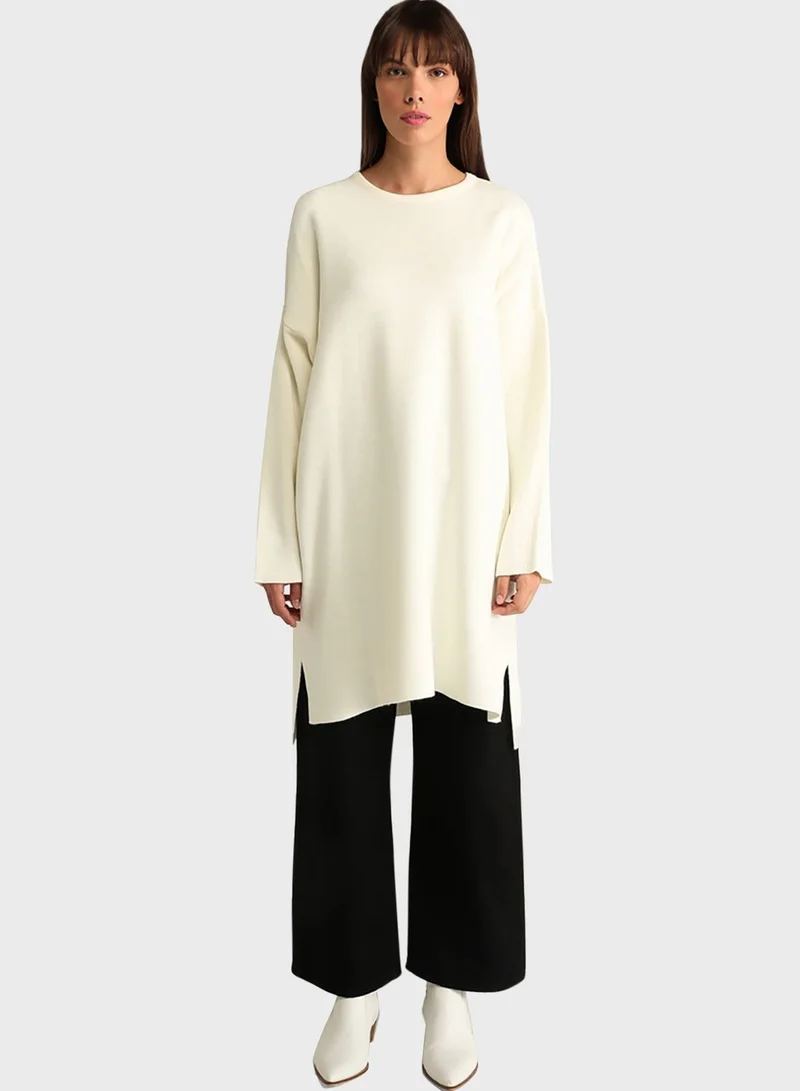 Benin by modanisa Round Neck Knitted Tunics Top