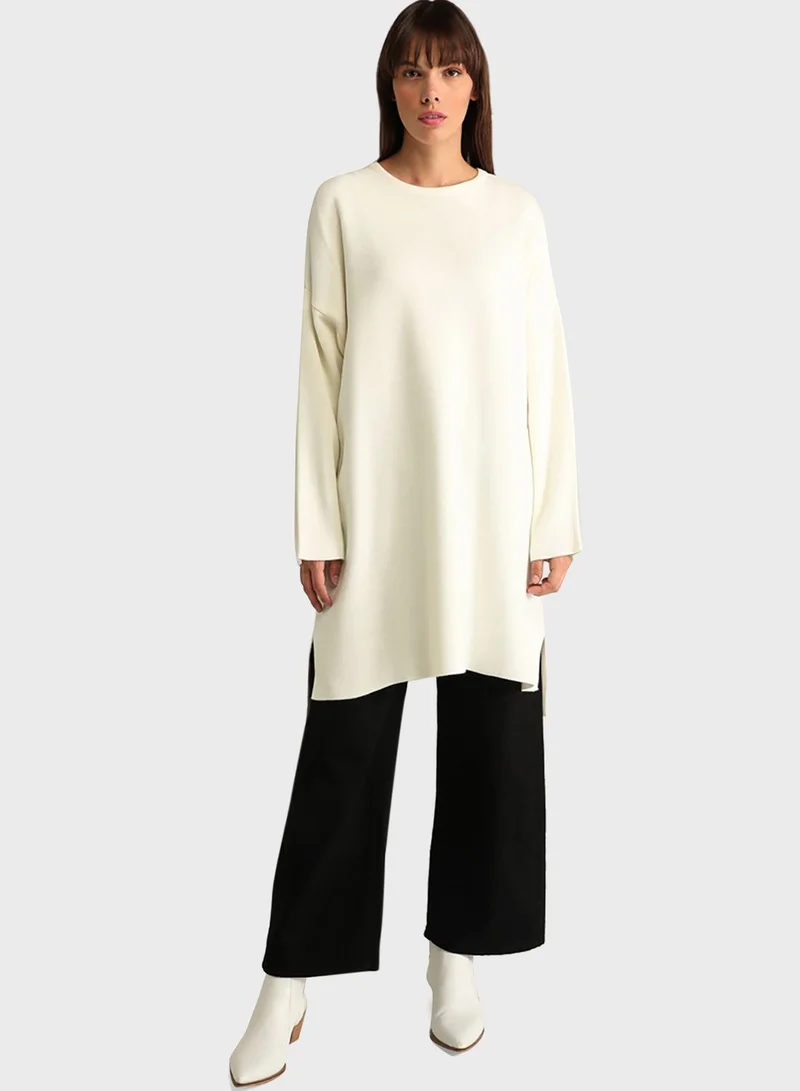 Benin by modanisa Round Neck Knitted Tunics Top