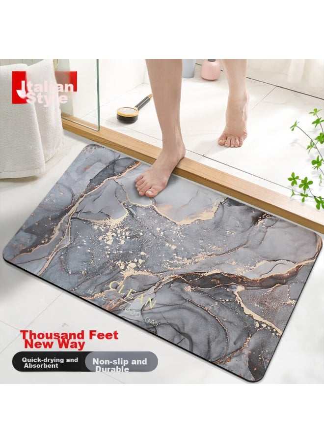 Yishang Home Bathroom Mat, Absorbent Non-slip Quick-drying Bathroom Mat, Entrance Foot Mat, Marble Ashtray, 50*80cm - Image 2