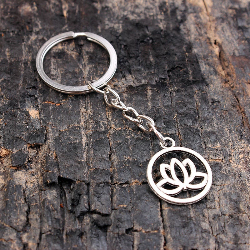 Wish hot sale Supernatural pentagram Sun key pendant DIY wave mountain whale keychain Circle Lotus 