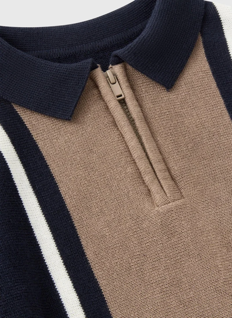 Matalan Boys Navy Knit Polo Jumper