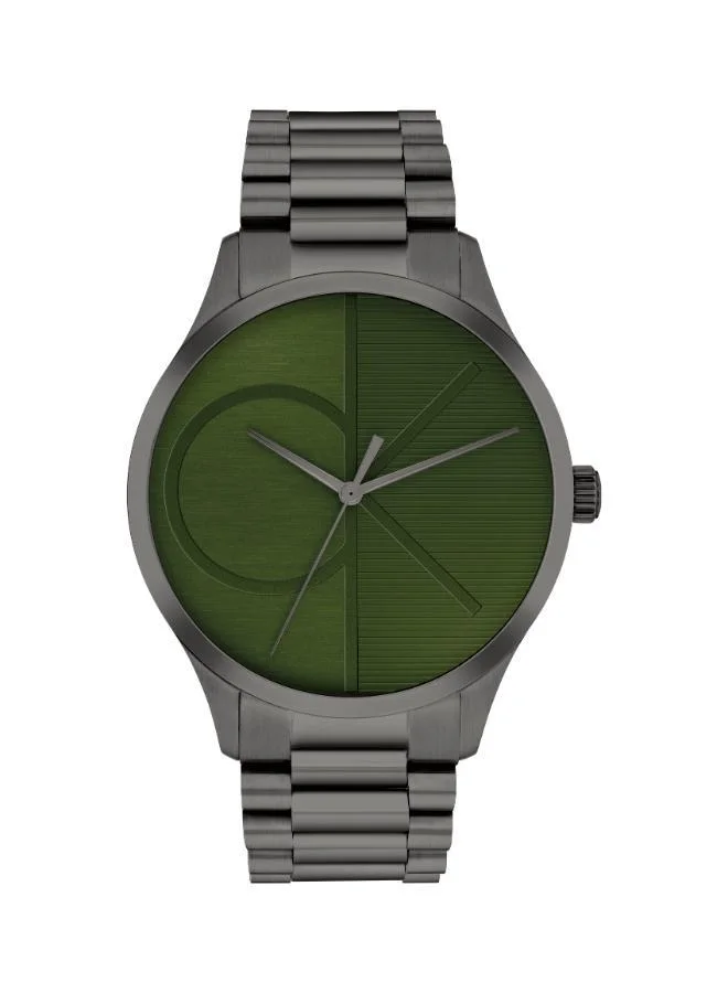 Calvin Klein Three Hand Quartz Movement Watch Unisex ICONIC Collection with Grey Colored Stainless Steel Bracelet - 25300027