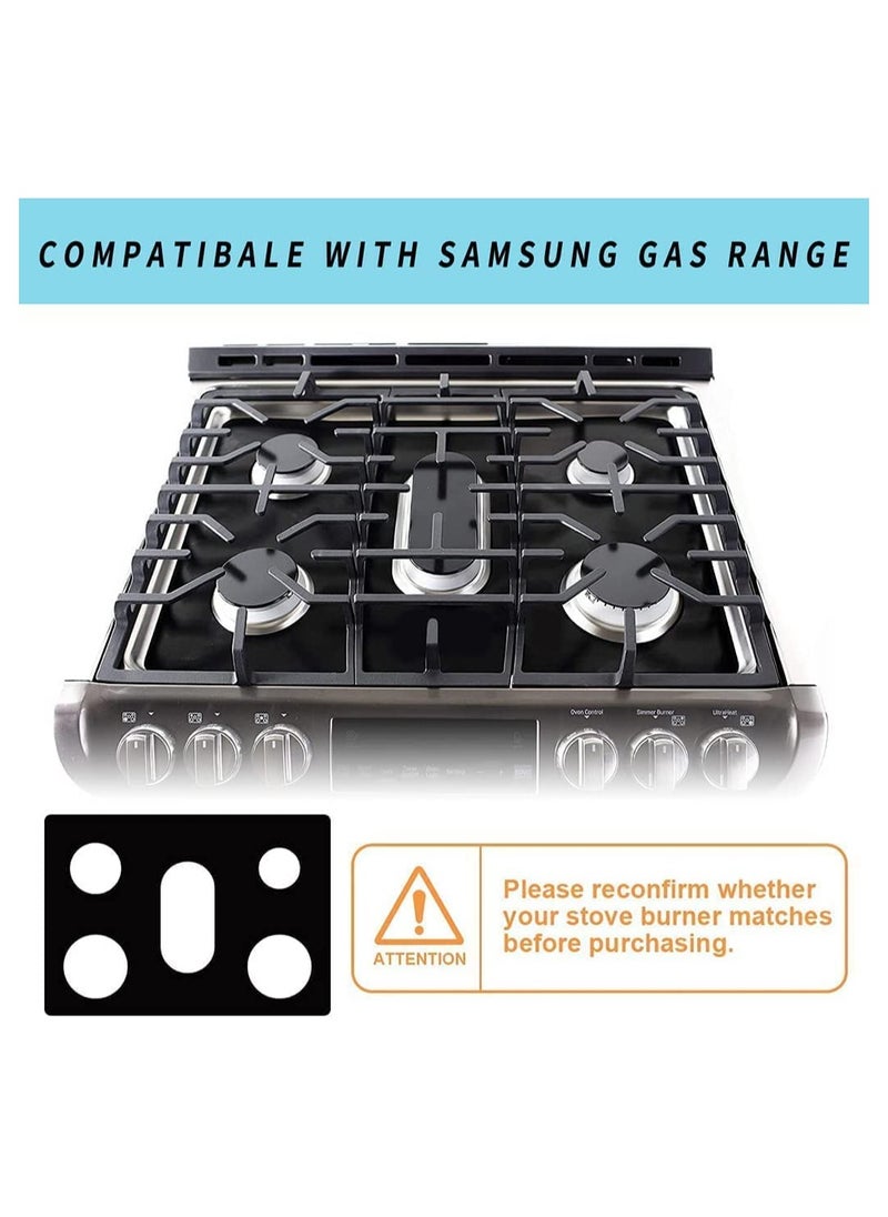 KASTWAVE Stove Burner Covers for Samsung Gas Range Non-Stick Reusable Gas Stove Liners Easy to Clean Washable Stove Top Heat Resistant Pad Double Thickness Stovetop Protector (0.4 mm Thick Black)  - Image 2
