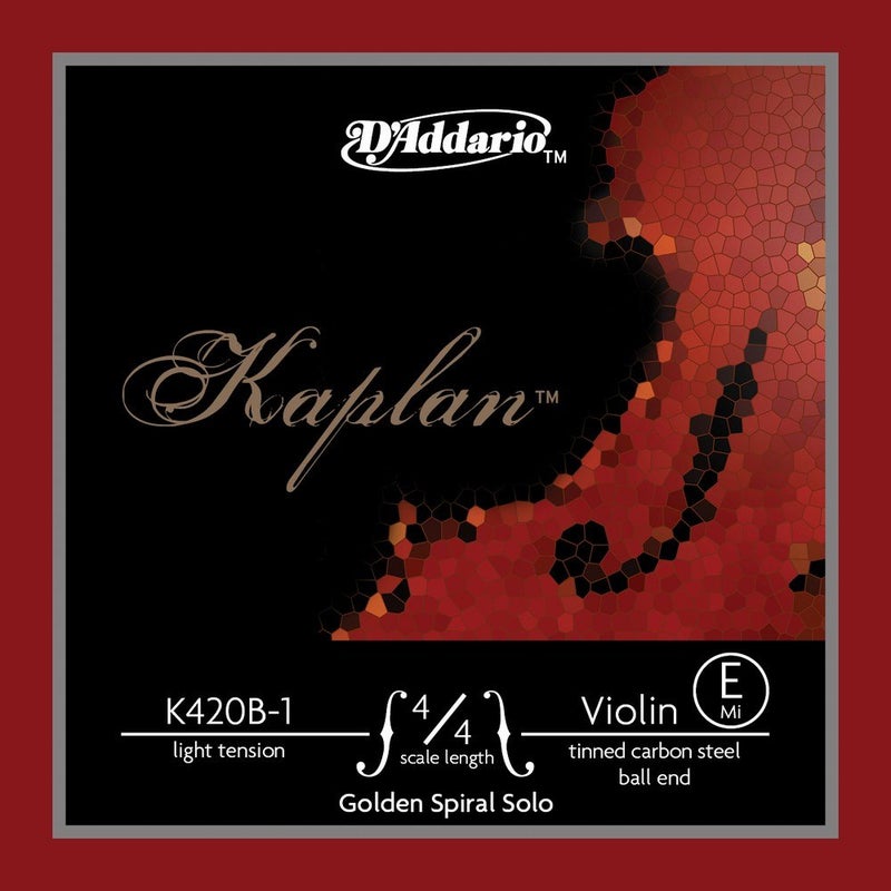 D'Addario D'Addario Kaplan Golden Spiral Solo Violin String - Single E String - K420B-1 - Violin Strings - 4/4 Scale, Light Tension, Ball End 
