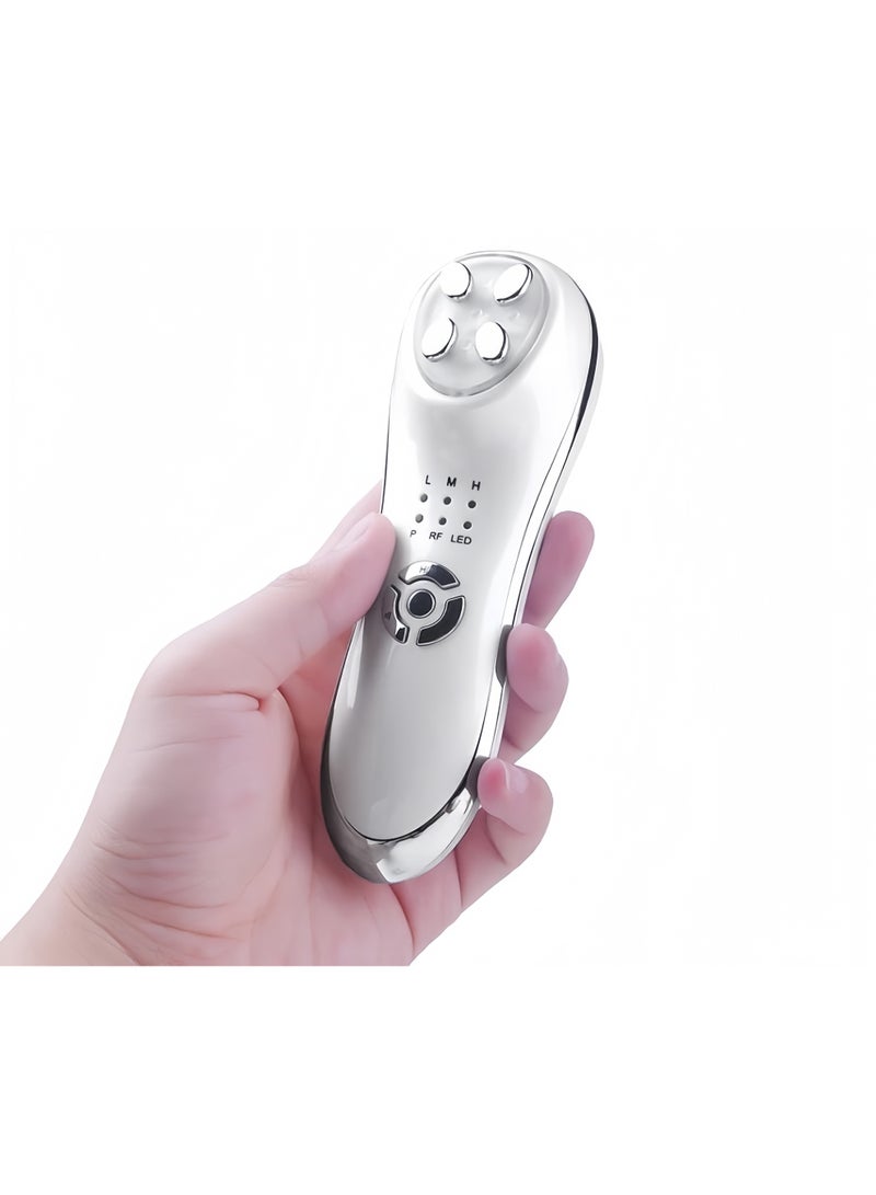 5-in-1 EMS RF Facial Beauty Device – Suitable for Face and Eye Care; LED Photon Rejuvenation, Lifting, Firming, and Anti-Aging Tool – Portable, White - Image 1