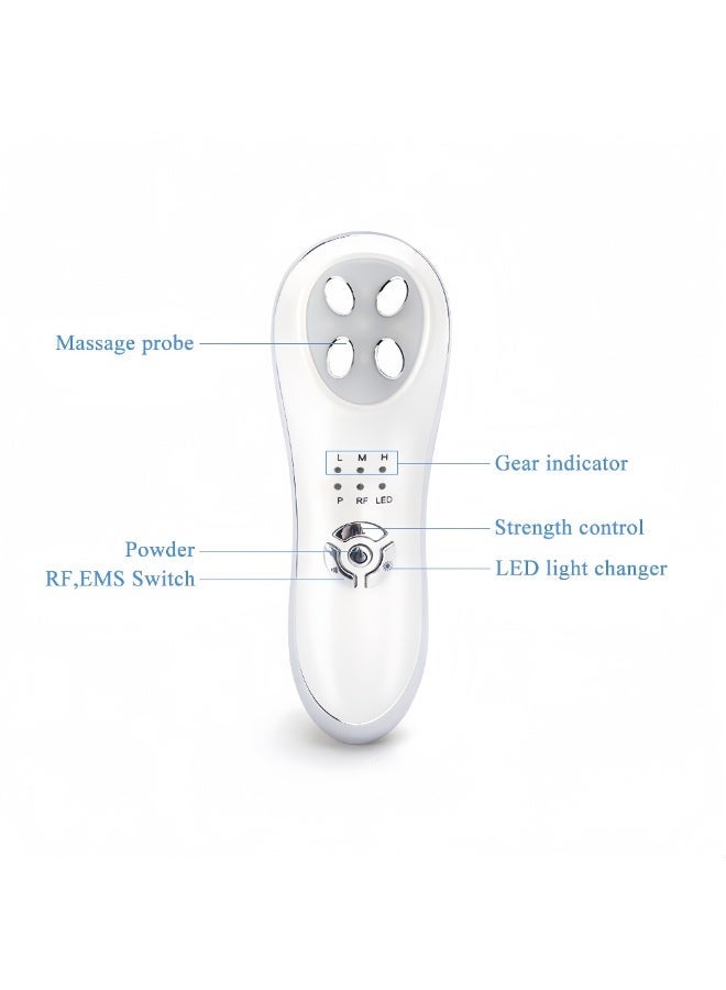 5-in-1 EMS RF Facial Beauty Device – Suitable for Face and Eye Care; LED Photon Rejuvenation, Lifting, Firming, and Anti-Aging Tool – Portable, White - Image 4