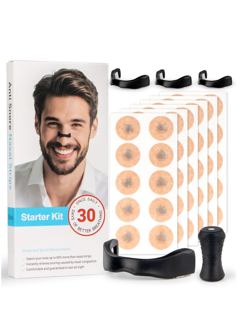 Necomi Anti-snoring nose patch Comfortable anti-snoring device (30 Count, Black) - Boost Oxygen Intake, Reduce Snoring, Improve Sleep Quality - Sweat Resistant, Skin Safe Nasal Strips - Image 1