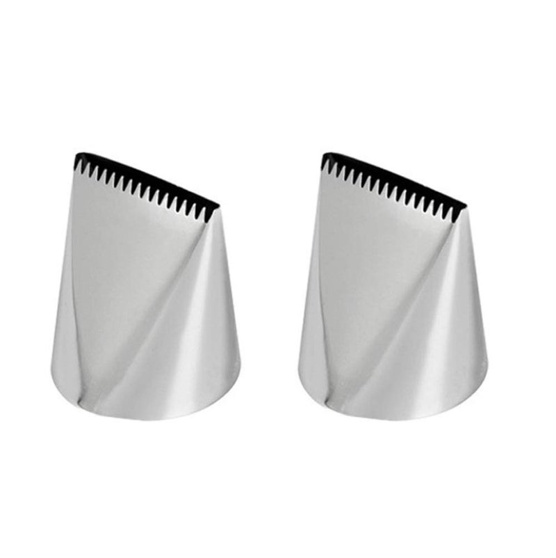 DUORUI 2pcs Icing Piping Nozzle Tips Cream Cake Decorating Cupcake Fondant Cake Stainless Steel Flat  Zigzag Large Opening Shape