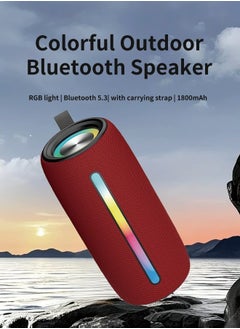 Brodu Portable Bluetooth Speaker, Wireless Waterproof Stereo with FM Radio/USB Charging/RGB Flash, Bass Boost, HD Sound for Outdoor, Travel, and Home Use Red  - Image 3