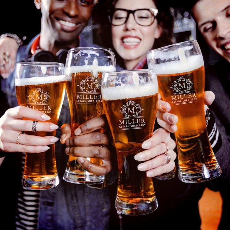 HomeWetBar Engraved Tall Pilsner Beer Glass Set of 4  Custom Glassware for Beer Lovers - Image 3