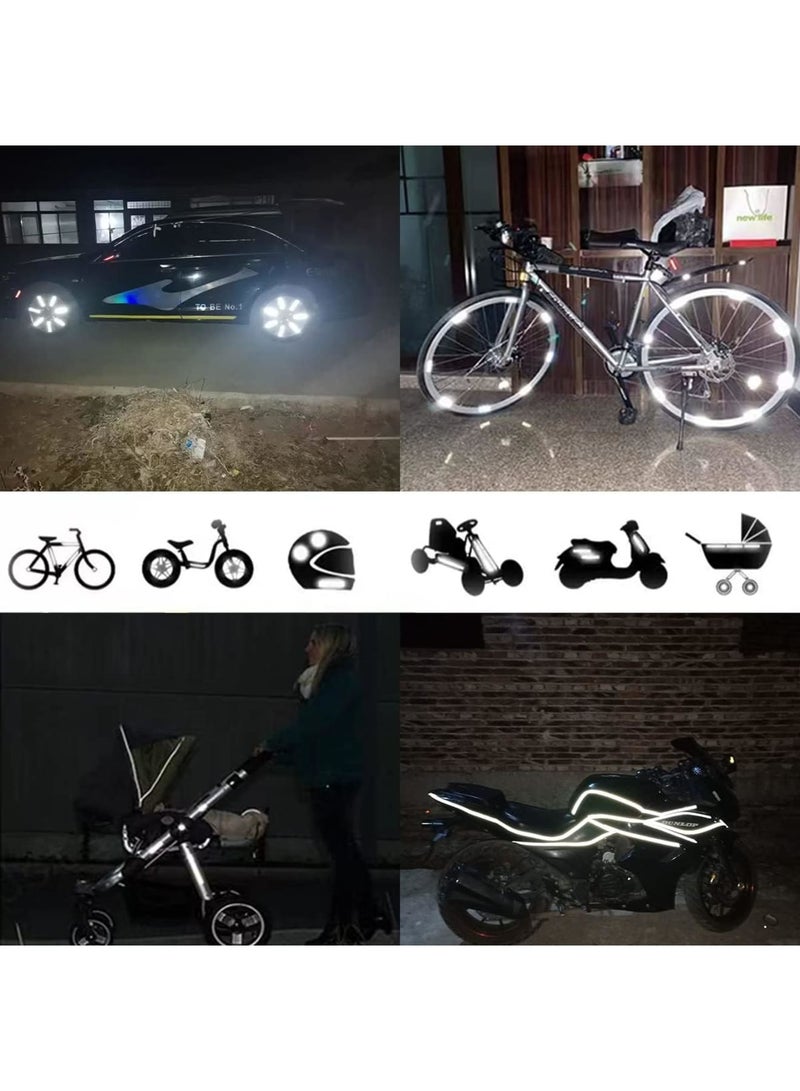 Barakah 42Pcs Reflective Stickers Kit - Night Visibility Adhesive Stickers, Waterproof Safety Warning Decals, Outdoor Safety Warning Reflective Stickers for Helmet, Bicycle, Car & Stroller - Image 4