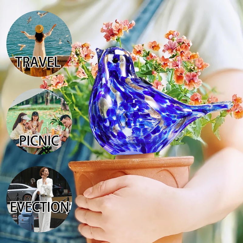 Naboher Glass Bird Shaped Plant Watering Ball Glass Automatic Watering Ball Flower Pot Insertion Spike Drip Irrigation Device Watering Ball Irrigation System Plant Enthusiast Gift (Dark Blue) - Image 4