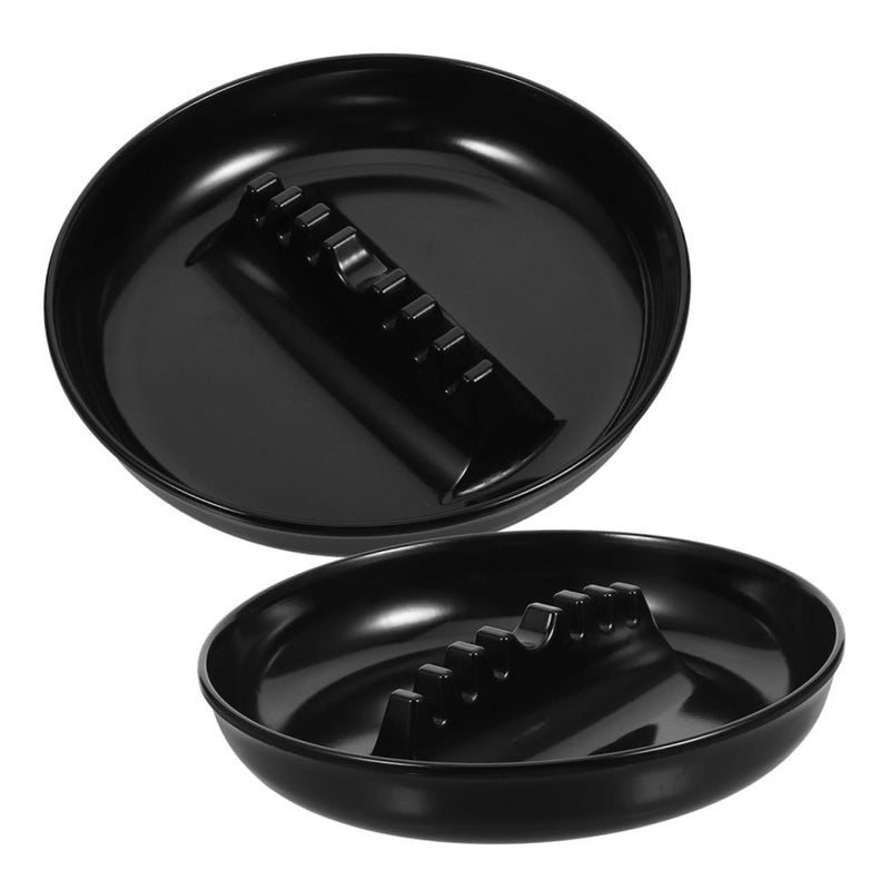 2pcs Thickened Round Car Ashtray Smokeless Automotive Lid Ashtray Accessories Black - Image 2